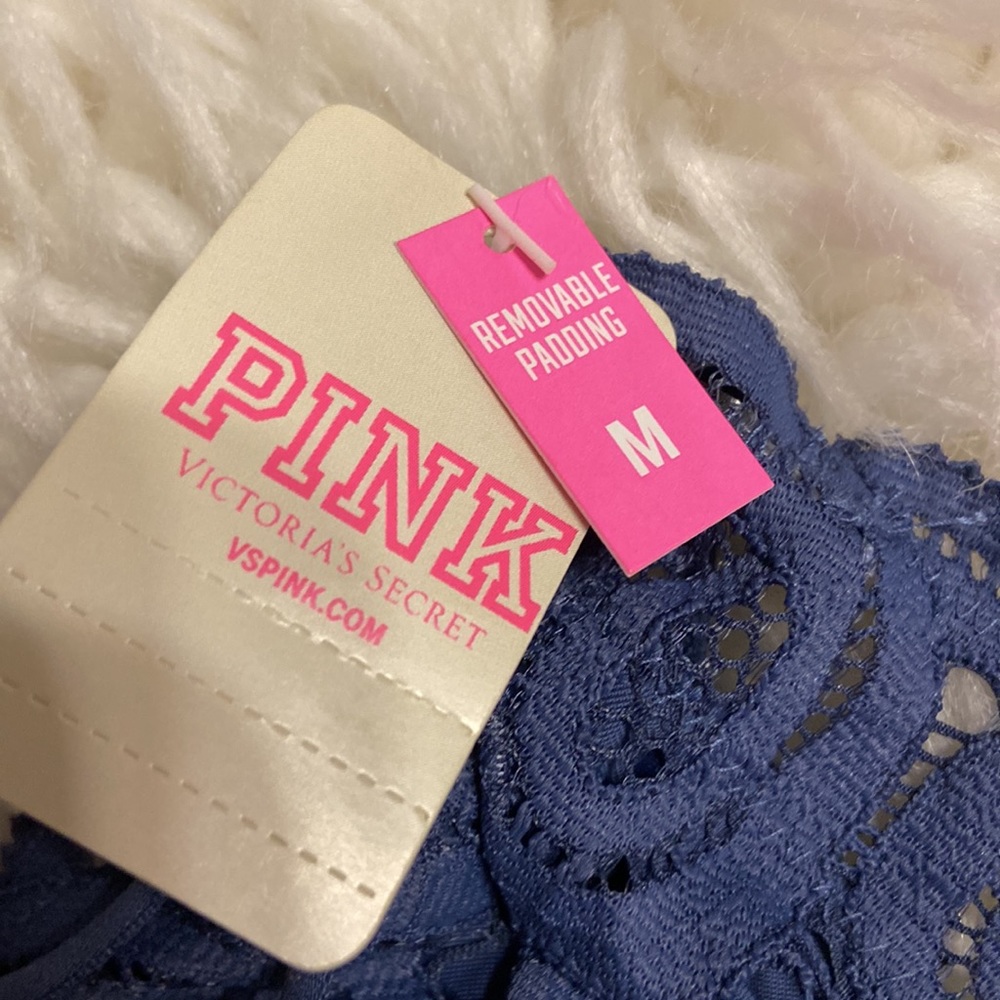 PINK size M brand new with tag color bluish/ grayish removable padding - Picture 2 of 12